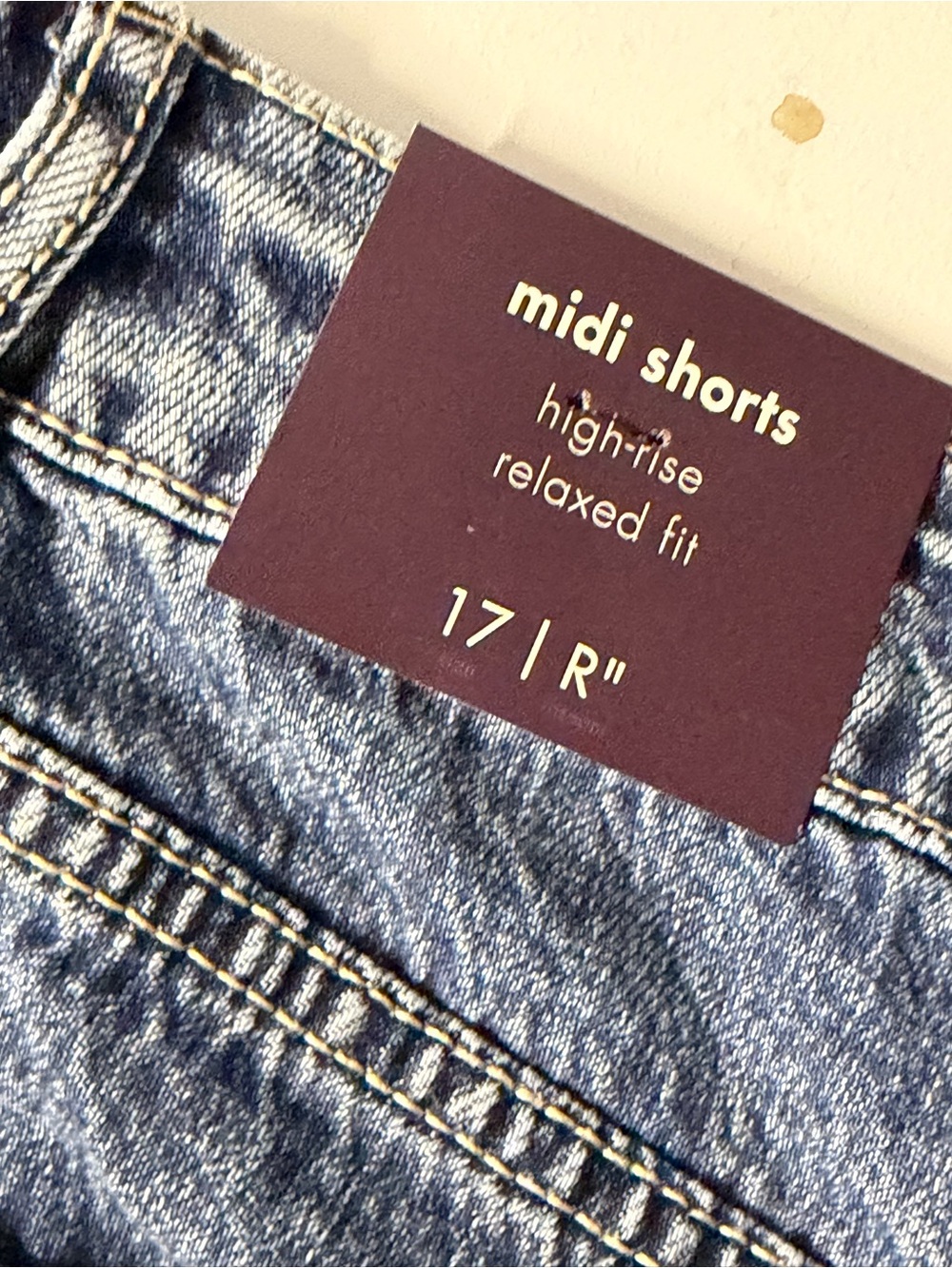 Midi High-Rise Relaxed Fit Denim Shorts - Blue Ava& Viv size 17 nwt